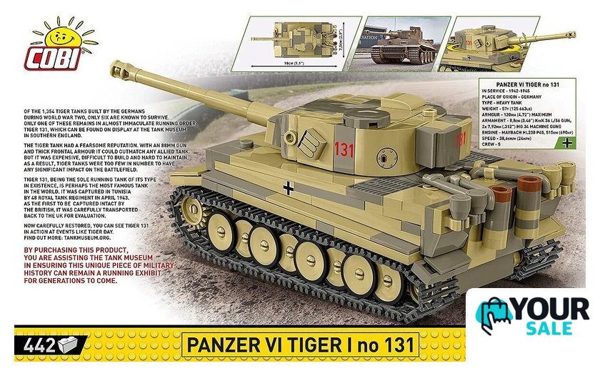 Конструктор Cobi Historical Collection WWII Panzer VI Tiger I no 131 - Изображение №4 — Интернет-магазин Your Sale