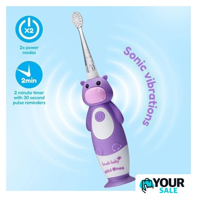 Электрическая зубная щетка Brush-Baby WildOnes Hippo - Изображение №7 — Интернет-магазин Your Sale