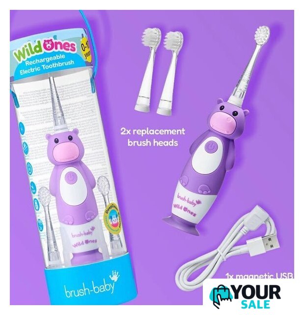 Электрическая зубная щетка Brush-Baby WildOnes Hippo - Изображение №10 — Интернет-магазин Your Sale