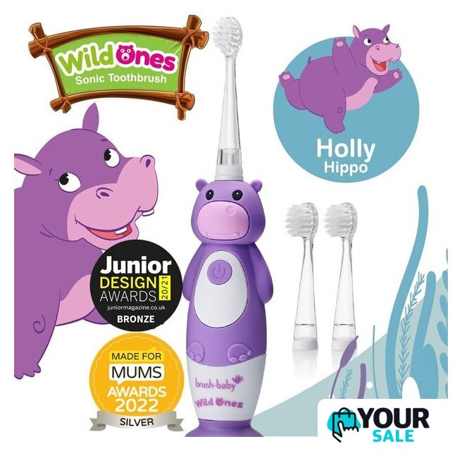 Электрическая зубная щетка Brush-Baby WildOnes Hippo - Изображение №4 — Интернет-магазин Your Sale