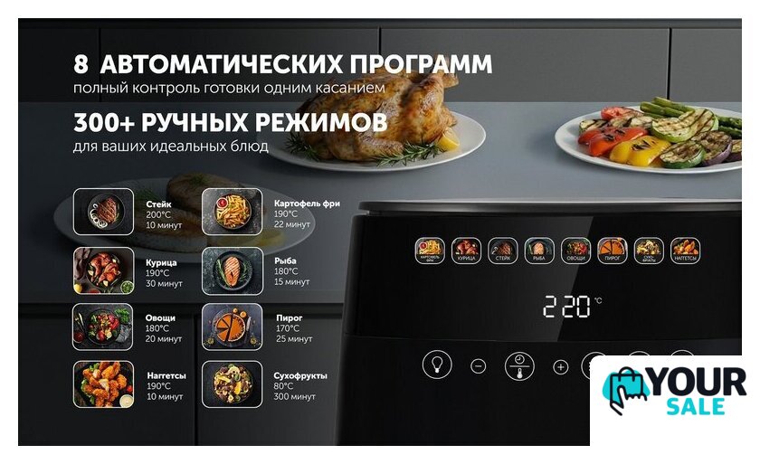 Аэрогриль (аэрофритюрница) Polaris PAF 8003W Wi-Fi IQ Home (черный) - Изображение №17 — Интернет-магазин Your Sale