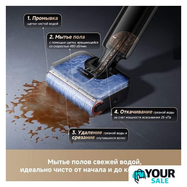 Вертикальный моющий пылесос Dreame G12 Wet and Dry Vacuum HHR32A (евровилка, черный) - Изображение №10 — Интернет-магазин Your Sale