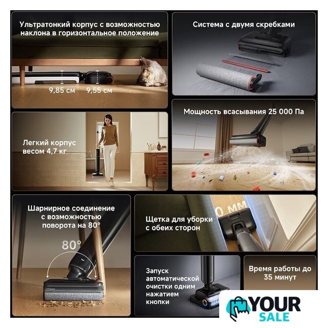 Вертикальный моющий пылесос Dreame G12 Wet and Dry Vacuum HHR32A (евровилка, черный) - Изображение №12 — Интернет-магазин Your Sale