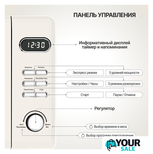 Микроволновая печь Tesler ME-2035 (бежевый) - Изображение №7 — Интернет-магазин Your Sale