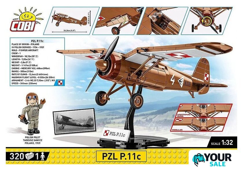Конструктор Cobi Historical Collection WWII PZL P.11c - Изображение №4 — Интернет-магазин Your Sale