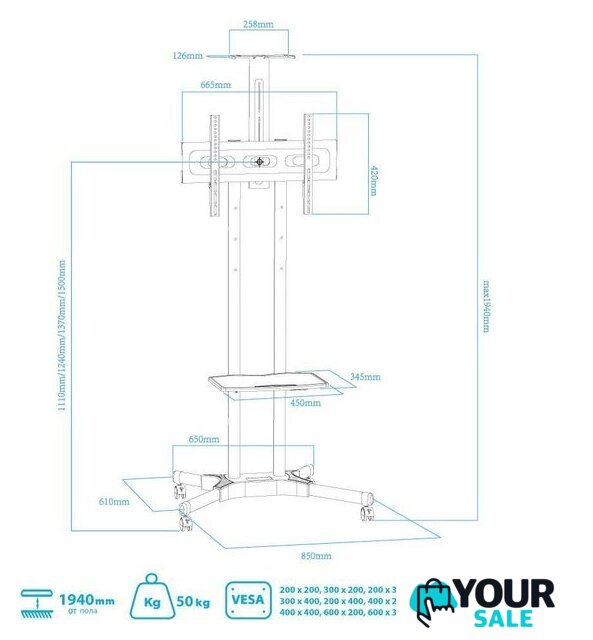 Стойка для телевизора Arm Media PT-STAND-12 - Изображение №6 — Интернет-магазин Your Sale