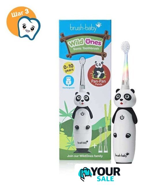Электрическая зубная щетка Brush-Baby WildOnes Panda - Изображение №3 — Интернет-магазин Your Sale