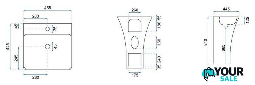 Умывальник Rea Ada Slim 45x43 Reau9902 - Изображение №7 — Интернет-магазин Your Sale