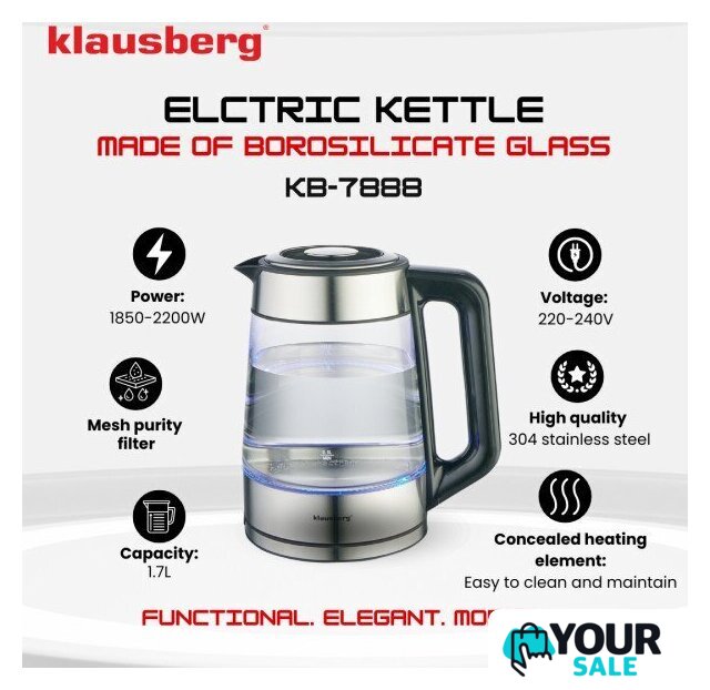 Электрический чайник Klausberg KB-7888 - Изображение №3 — Интернет-магазин Your Sale