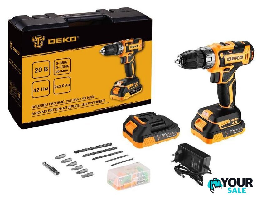 Дрель-шуруповерт Deko GCD20DU PRO Set63 083-1039 (с 2-мя АКБ, кейс) - Изображение №1 — Интернет-магазин Your Sale