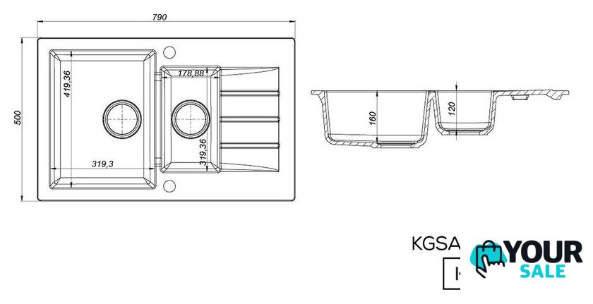 Кухонная мойка Kernau KGS A 6079 1.5B1D Graphite - Изображение №7 — Интернет-магазин Your Sale