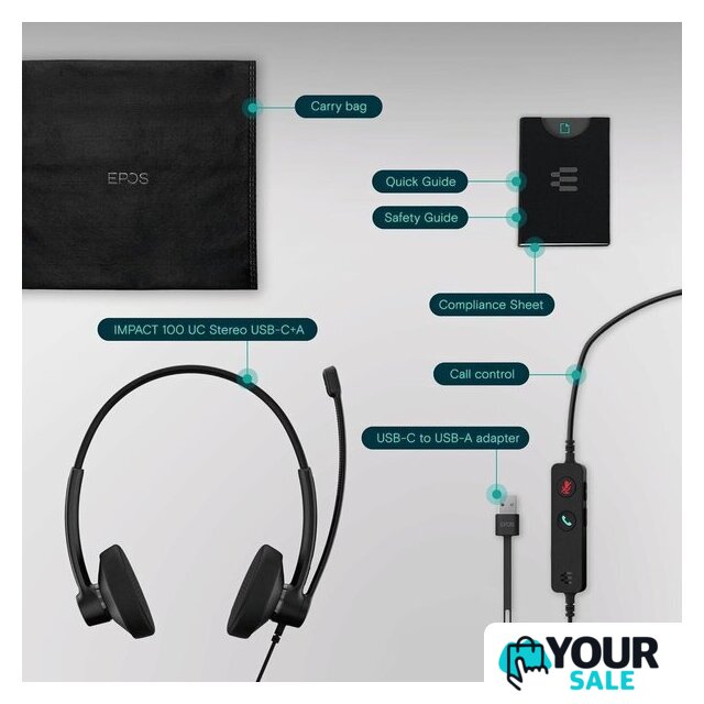 Офисная гарнитура Epos Impact 100 UC Stereo USB-C+A - Изображение №7 — Интернет-магазин Your Sale