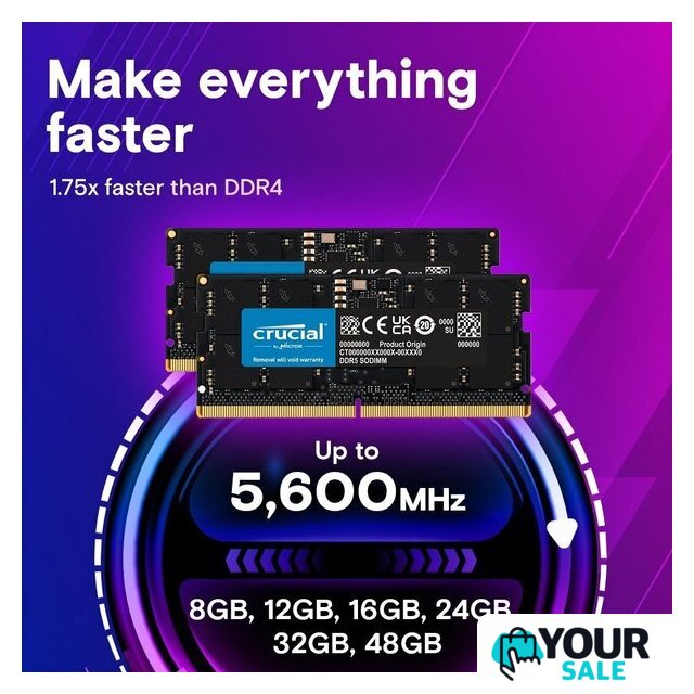 Оперативная память Crucial 24ГБ DDR5 SODIMM 5600 МГц CT24G56C46S5 - Изображение №3 — Интернет-магазин Your Sale