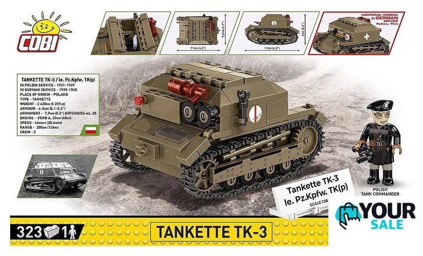Конструктор Cobi Historical Collection WWII Tankette TK-3 - Изображение №4 — Интернет-магазин Your Sale