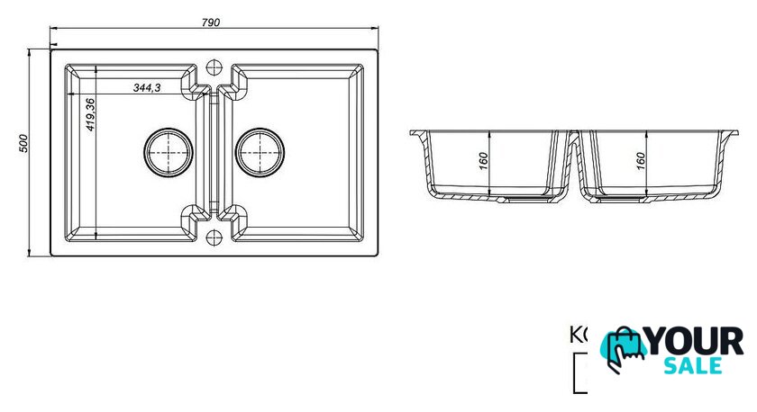 Кухонная мойка Kernau KGS A 80 2B Graphite - Изображение №2 — Интернет-магазин Your Sale