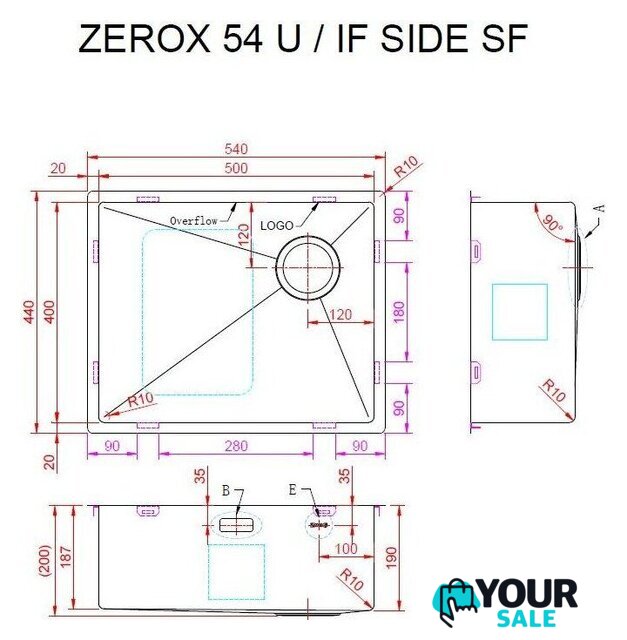 Кухонная мойка ZorG Zerox 54 U / IF Side SF Zurinox Steel - Изображение №4 — Интернет-магазин Your Sale