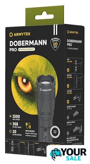 Фонарь Armytek Dobermann Pro Magnet USB (белый) - Изображение №3 — Интернет-магазин Your Sale