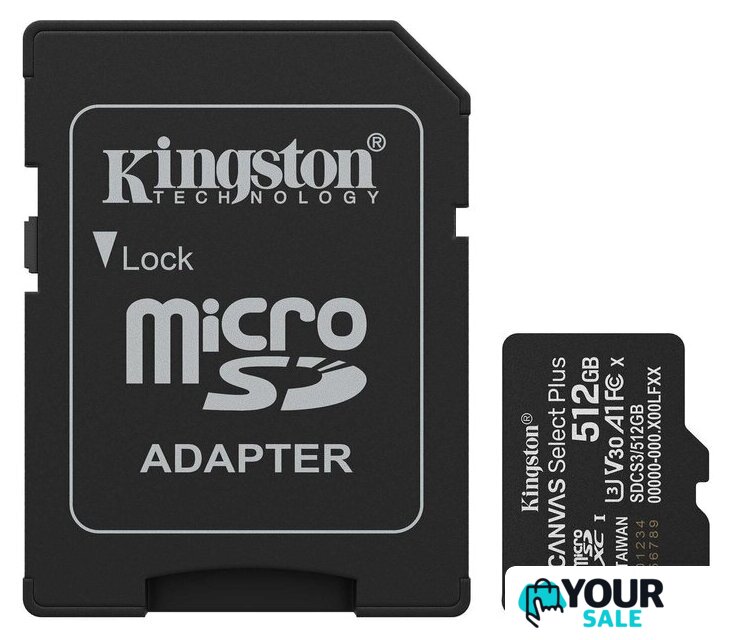 Карта памяти Kingston Canvas Select Plus microSDXC 512GB SDCS3/512GB (с адаптером) - Изображение №1 — Интернет-магазин Your Sale
