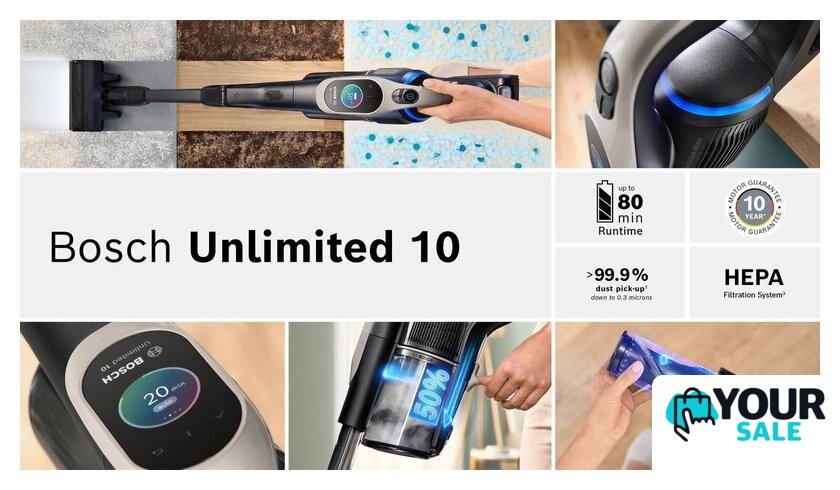 Пылесос Bosch Unlimited 10 BBS1041GQC - Изображение №3 — Интернет-магазин Your Sale