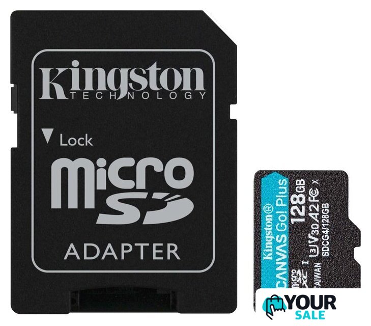 Карта памяти Kingston Canvas Go! microSDXC 128GB SDCG4/128GB (с адаптером) - Изображение №1 — Интернет-магазин Your Sale
