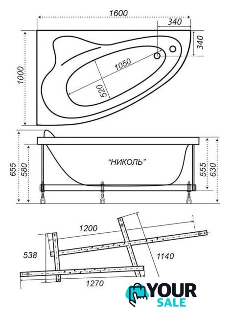 Ванна Triton Николь 160x100L (с каркасом) - Изображение №5 — Интернет-магазин Your Sale