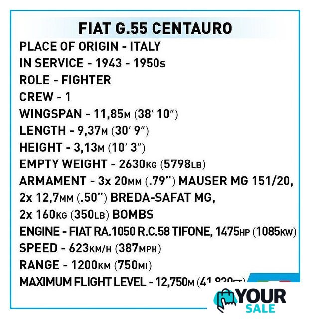 Конструктор Cobi Historical Collection WWII Fiat G.55 Centauro - Изображение №5 — Интернет-магазин Your Sale