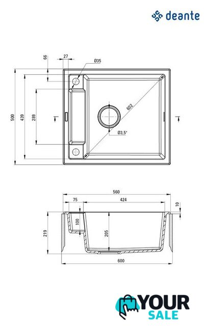 Кухонная мойка Deante Magnetic ZRM_A103 - Изображение №2 — Интернет-магазин Your Sale