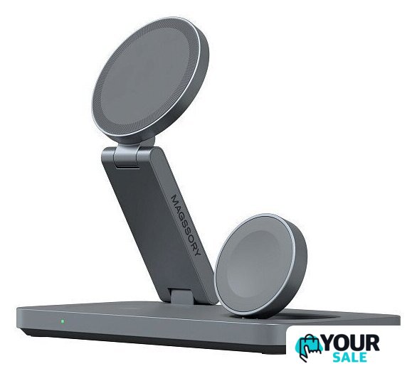 Беспроводное зарядное Magssory Yoga 3 в 1 Charging Station для Apple Qi2 WCH016m (темно-серый) - Изображение №1 — Интернет-магазин Your Sale
