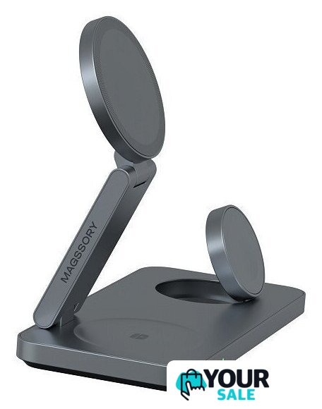 Беспроводное зарядное Magssory Yoga 3 в 1 Charging Station для Apple Qi2 WCH016m (темно-серый) - Изображение №3 — Интернет-магазин Your Sale