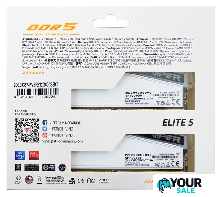 Оперативная память Patriot Viper Elite 5 RGB TUF Gaming Alliance 2x24ГБ DDR5 6000 МГц PVER548G60C36KT - Изображение №7 — Интернет-магазин Your Sale