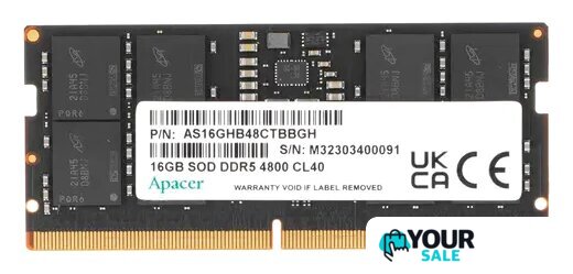 Оперативная память Apacer 16ГБ DDR5 SODIMM 4800 МГц AS16GHB48CTBBGH - Изображение №1 — Интернет-магазин Your Sale