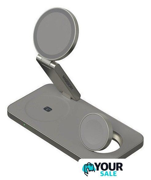 Беспроводное зарядное Magssory Yoga 3 в 1 Charging Station для Apple Qi2 WCH016t (титан) - Изображение №5 — Интернет-магазин Your Sale