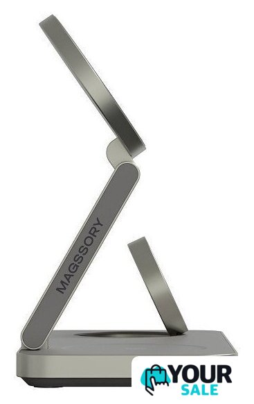 Беспроводное зарядное Magssory Yoga 3 в 1 Charging Station для Apple Qi2 WCH016t (титан) - Изображение №4 — Интернет-магазин Your Sale
