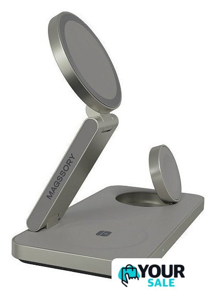 Беспроводное зарядное Magssory Yoga 3 в 1 Charging Station для Apple Qi2 WCH016t (титан) - Изображение №3 — Интернет-магазин Your Sale