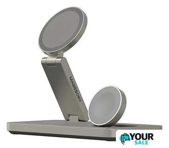 Беспроводное зарядное Magssory Yoga 3 в 1 Charging Station для Apple Qi2 WCH016t (титан) - Изображение №1 — Интернет-магазин Your Sale