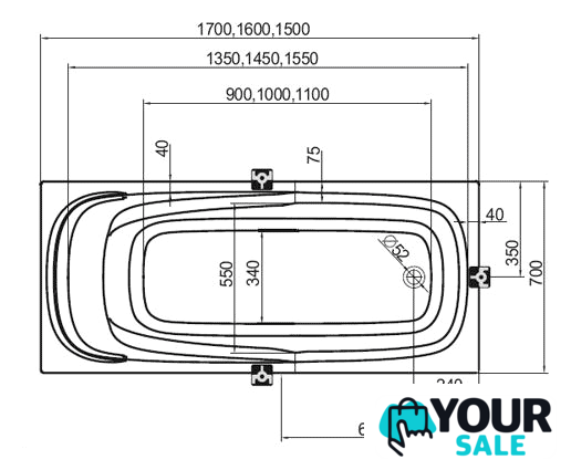 Ванна Ravak Vanda II 150x70 CO11000000 - Изображение №4 — Интернет-магазин Your Sale
