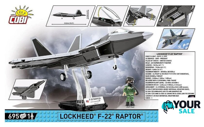 Конструктор Cobi Armed Forces Lockheed F-22 Raptor - Изображение №5 — Интернет-магазин Your Sale
