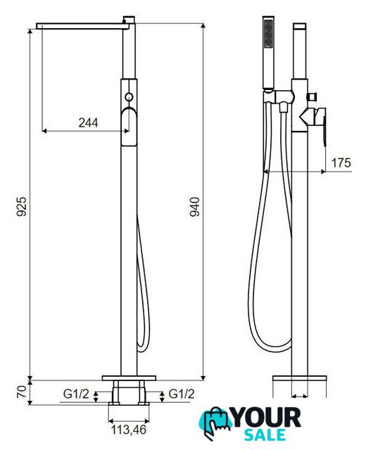 Душевая система  Excellent Glad ARNL.1155BS (матовый черный) - Изображение №2 — Интернет-магазин Your Sale