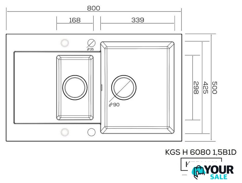 Кухонная мойка Kernau KGS H 6080 1.5B1D Black Metallic - Изображение №2 — Интернет-магазин Your Sale