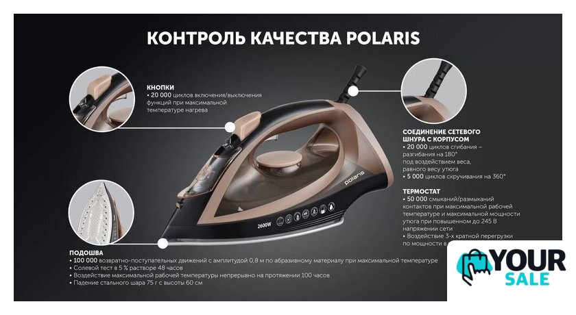 Утюг Polaris PIR 2605AK 3m - Изображение №9 — Интернет-магазин Your Sale
