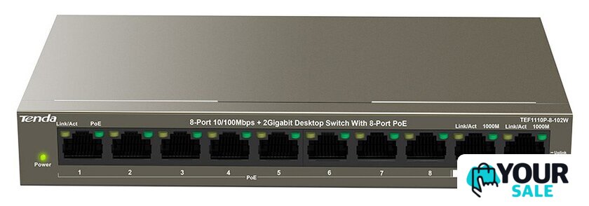 Неуправляемый коммутатор Tenda TEF1110P-8-102W - Изображение №1 — Интернет-магазин Your Sale
