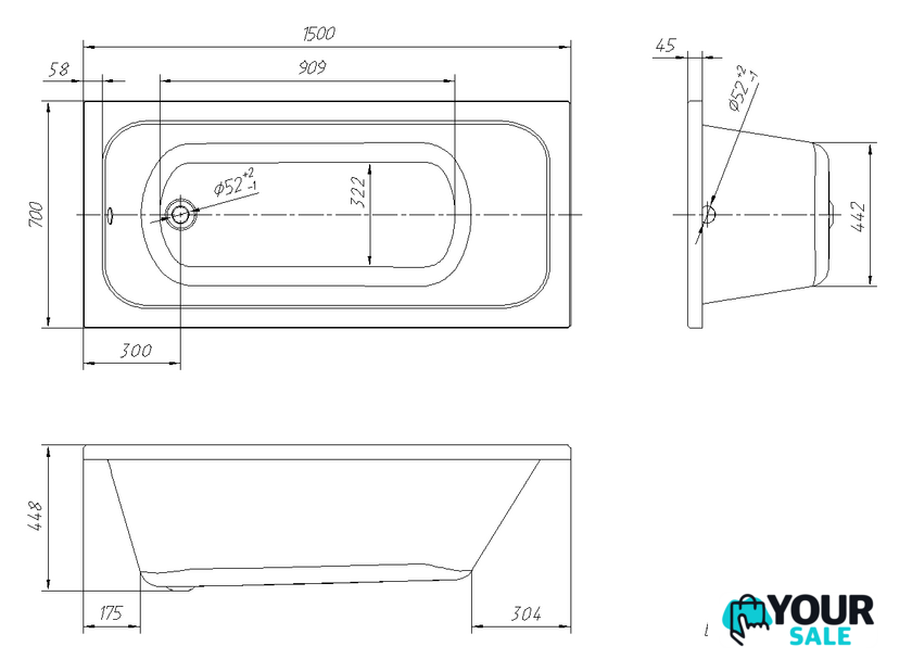 Ванна Ventospa Mitra 150x70 (с каркасом и экраном) - Изображение №3 — Интернет-магазин Your Sale