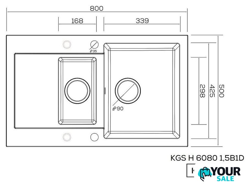 Кухонная мойка Kernau KGS H 6080 1.5B1D Graphite - Изображение №2 — Интернет-магазин Your Sale
