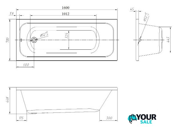 Ванна Ventospa Mitra 160x70 (с каркасом) - Изображение №3 — Интернет-магазин Your Sale