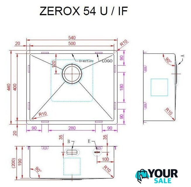 Кухонная мойка ZorG Zerox 54 U / IF PVD Gold - Изображение №4 — Интернет-магазин Your Sale