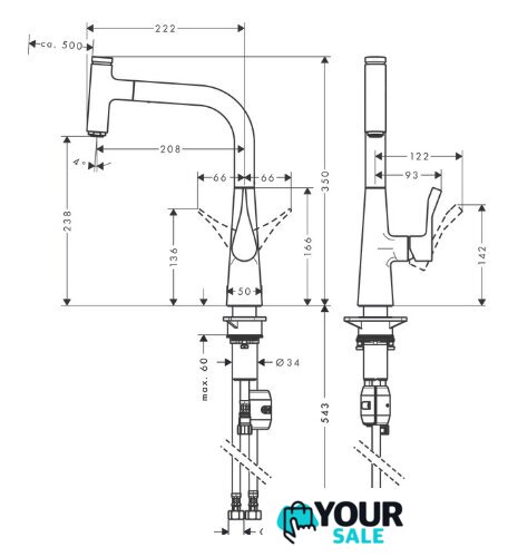 Смеситель Hansgrohe Metris Select 240 14857800 - Изображение №2 — Интернет-магазин Your Sale