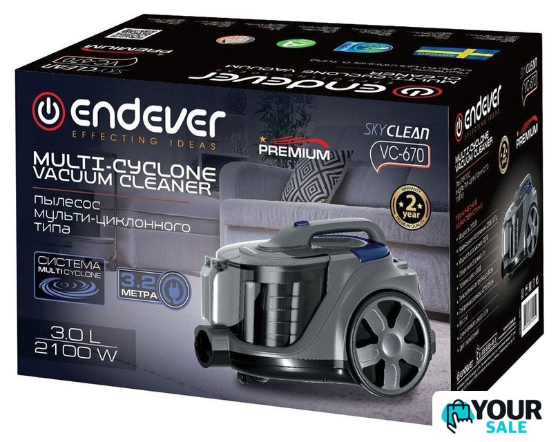 Пылесос Endever SkyClean VC-670 (серый/синий) - Изображение №8 — Интернет-магазин Your Sale
