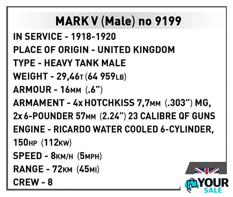 Конструктор Cobi Historical Collection Great War Mark V no 9199 - Изображение №8 — Интернет-магазин Your Sale