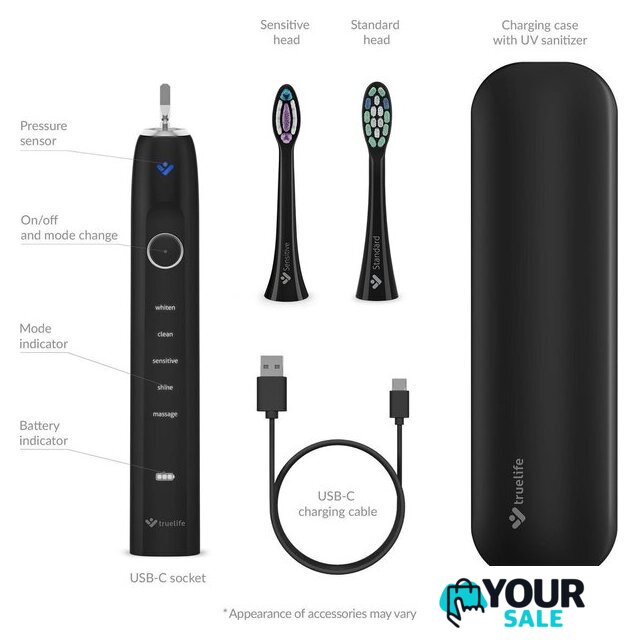 Электрическая зубная щетка TrueLife SonicBrush Clean70 UV (черный) - Изображение №10 — Интернет-магазин Your Sale