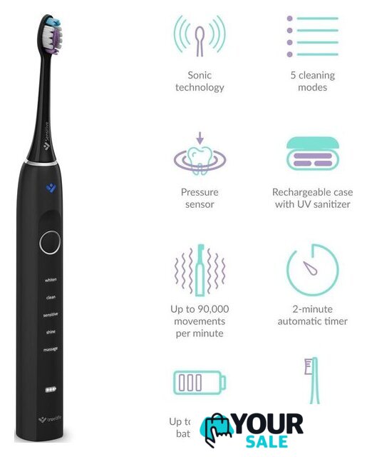Электрическая зубная щетка TrueLife SonicBrush Clean70 UV (черный) - Изображение №5 — Интернет-магазин Your Sale
